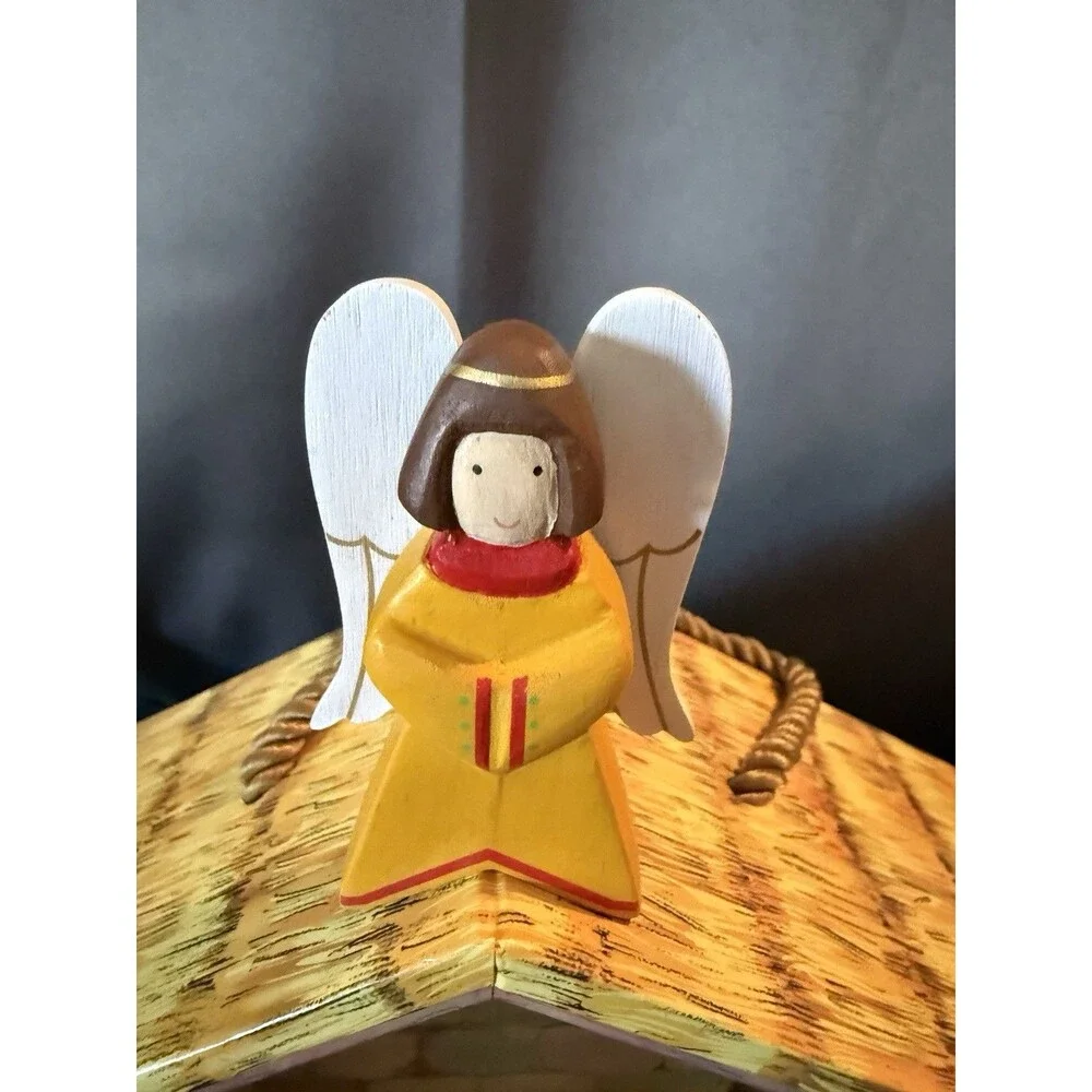 VTG 2005 Hallmark Nativity Manger Crèche 7 Wooden Pieces Carry Case Christmas